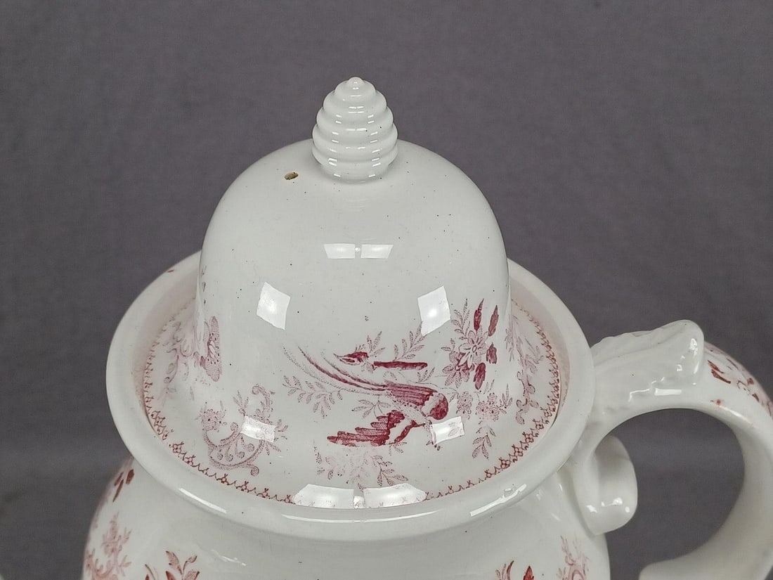Adams Gothic Border Red Transferware Coffee Pot - 7