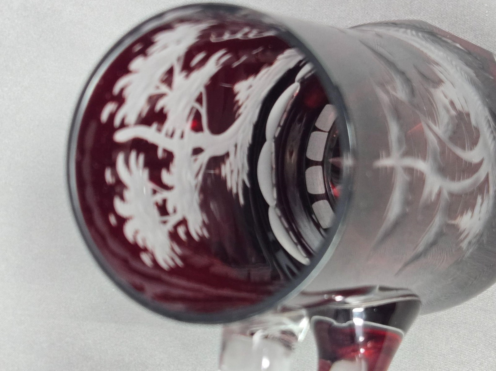 Signed Ludwigsthal Ruby Stein Etched Stag - 8