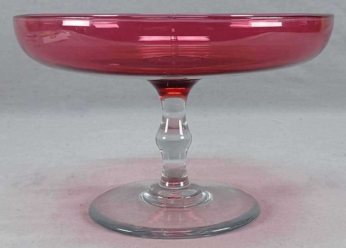 New England Area Cranberry Glass Compote C.1850s (1 of 11)