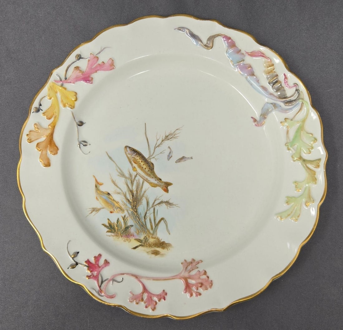 Royal Worcester Hand Painted Fish Relief Molded (1 of 10)