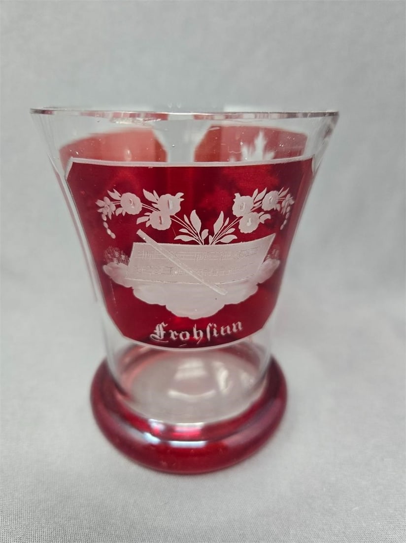 Ruby Flashed Bohemian Glass Friendship Cup - 2
