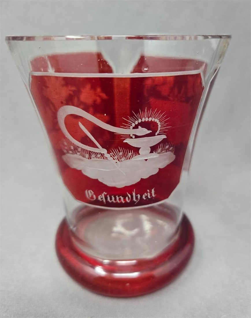 Ruby Flashed Bohemian Glass Friendship Cup - 3