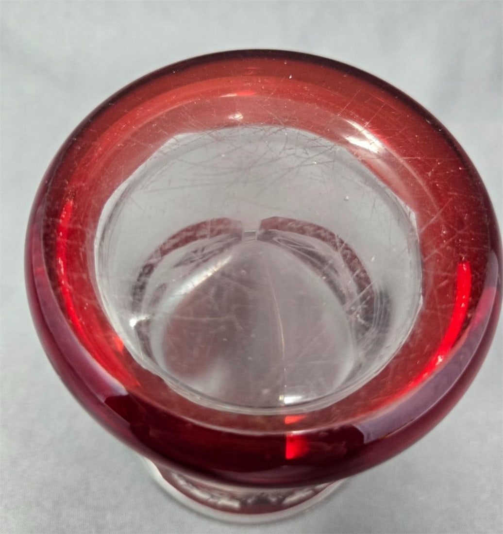 Ruby Flashed Bohemian Glass Friendship Cup - 5