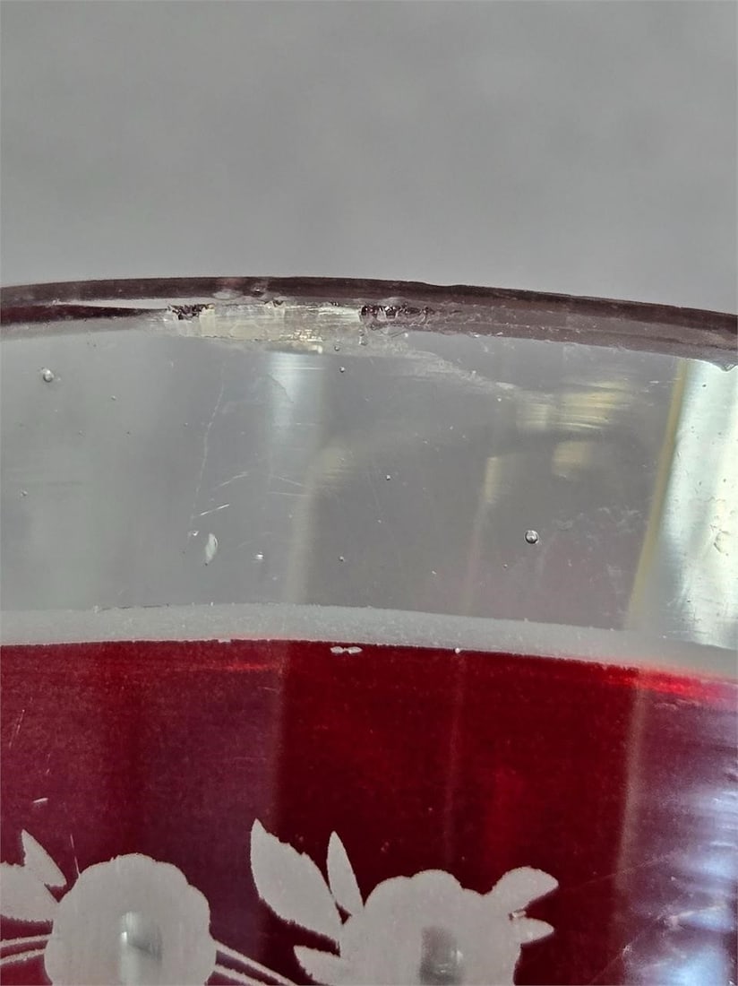 Ruby Flashed Bohemian Glass Friendship Cup - 6