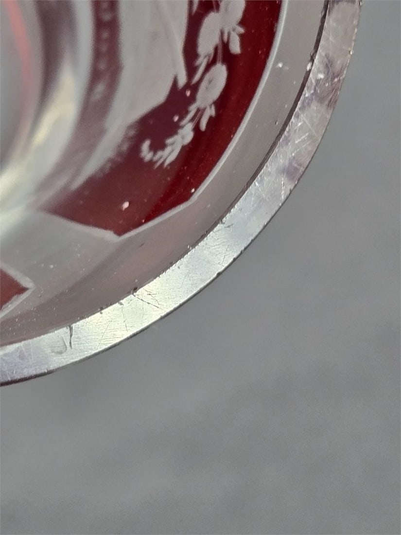 Ruby Flashed Bohemian Glass Friendship Cup - 7