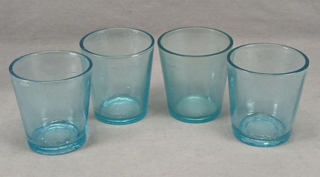 Set of 4 19th Century Aqua Press Molded Tumblers C (1 of 11)