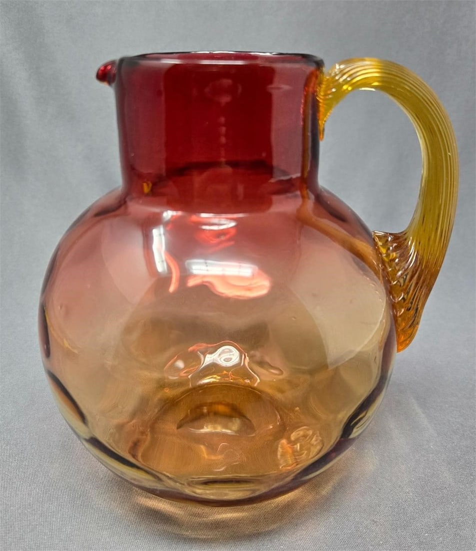 Amberina pitcher Inverted Thumbprint Pattern - 3