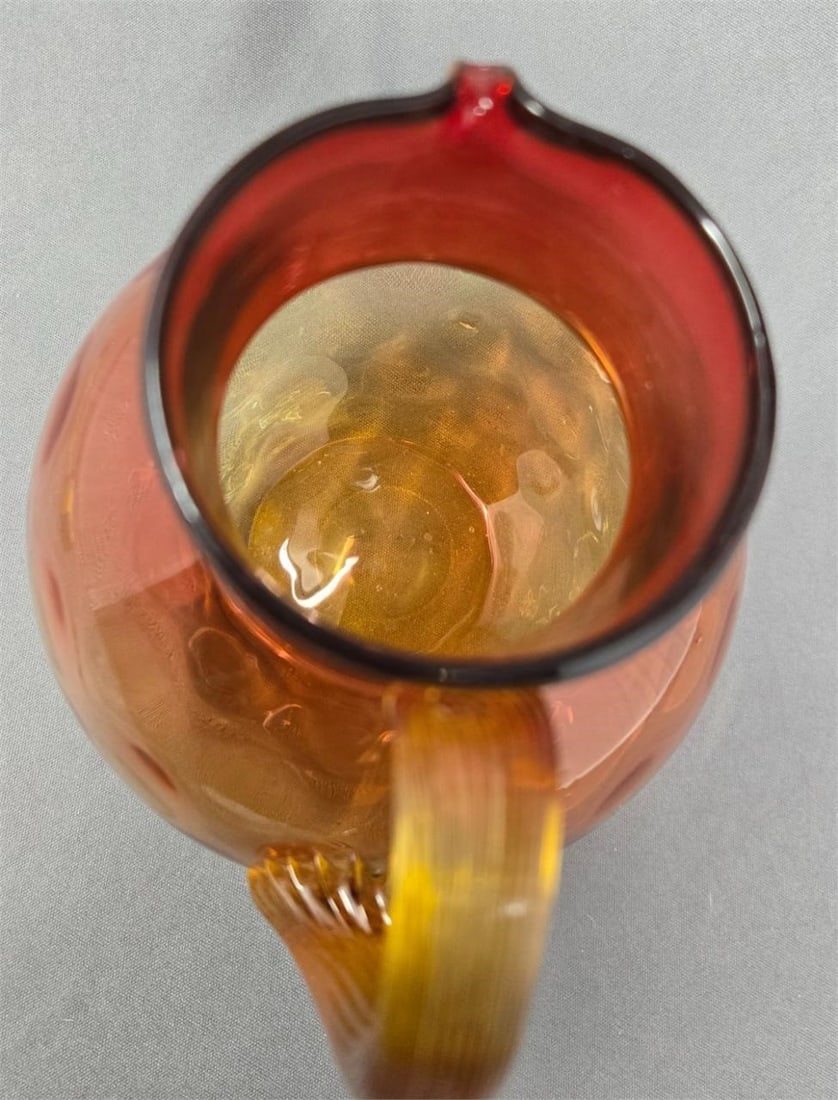 Amberina pitcher Inverted Thumbprint Pattern - 5