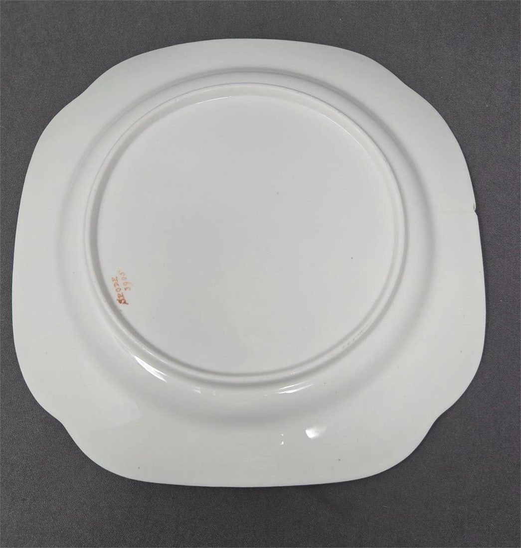 Pair Spode Embossed Floral Pattern Square Plates - 11
