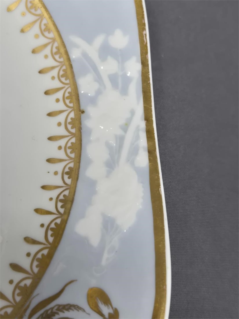Pair Spode Embossed Floral Pattern Square Plates - 2