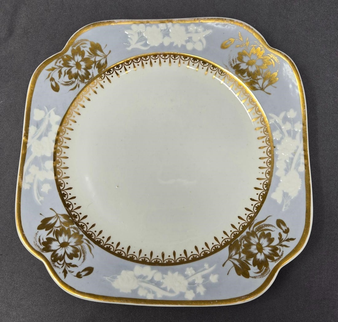 Pair Spode Embossed Floral Pattern Square Plates - 3