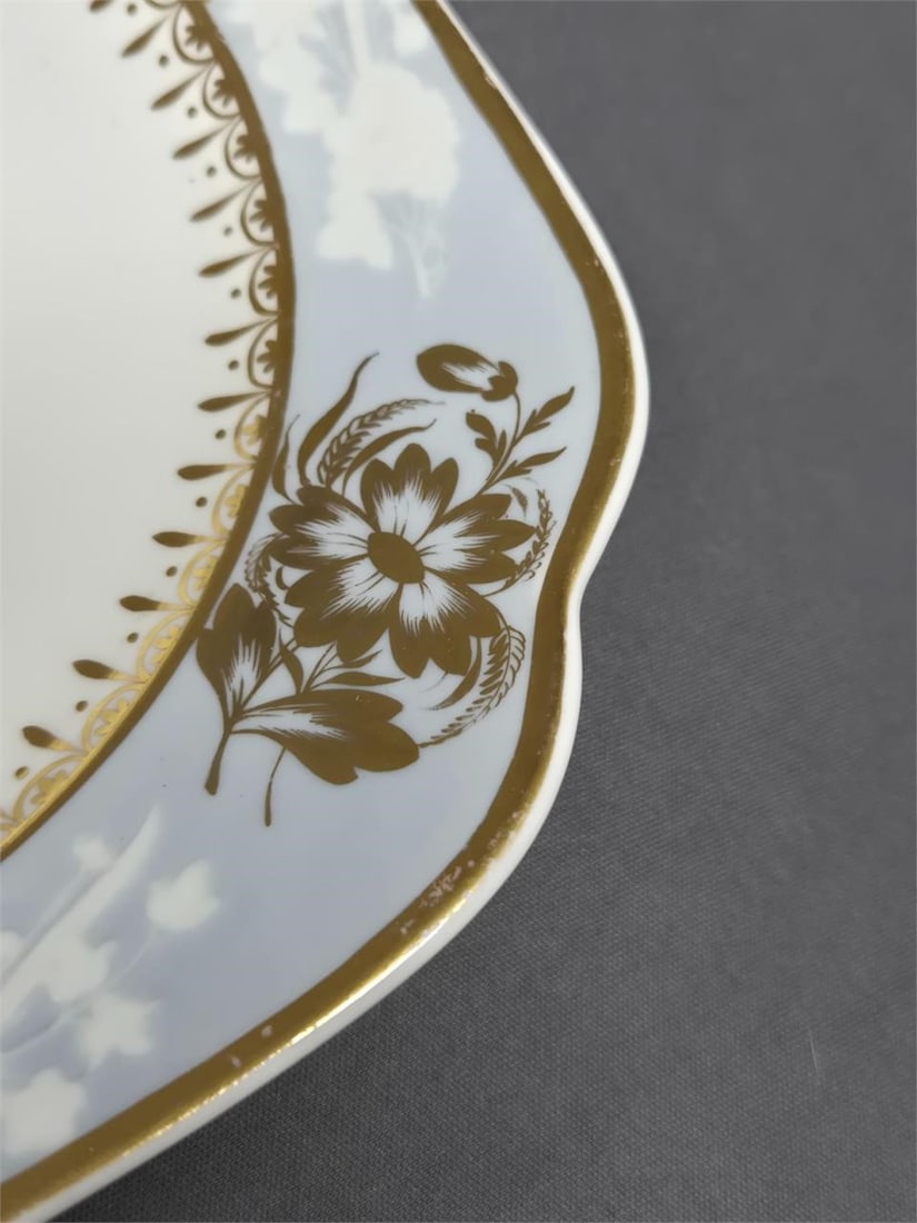 Pair Spode Embossed Floral Pattern Square Plates - 4