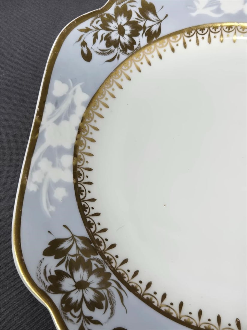 Pair Spode Embossed Floral Pattern Square Plates - 5