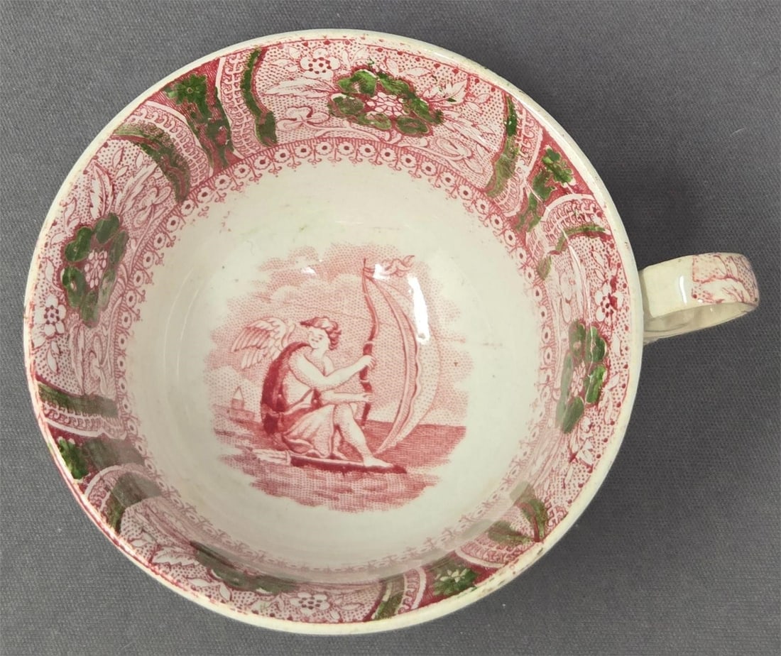 Cupid Pattern Transferware Cup and Saucer - 11