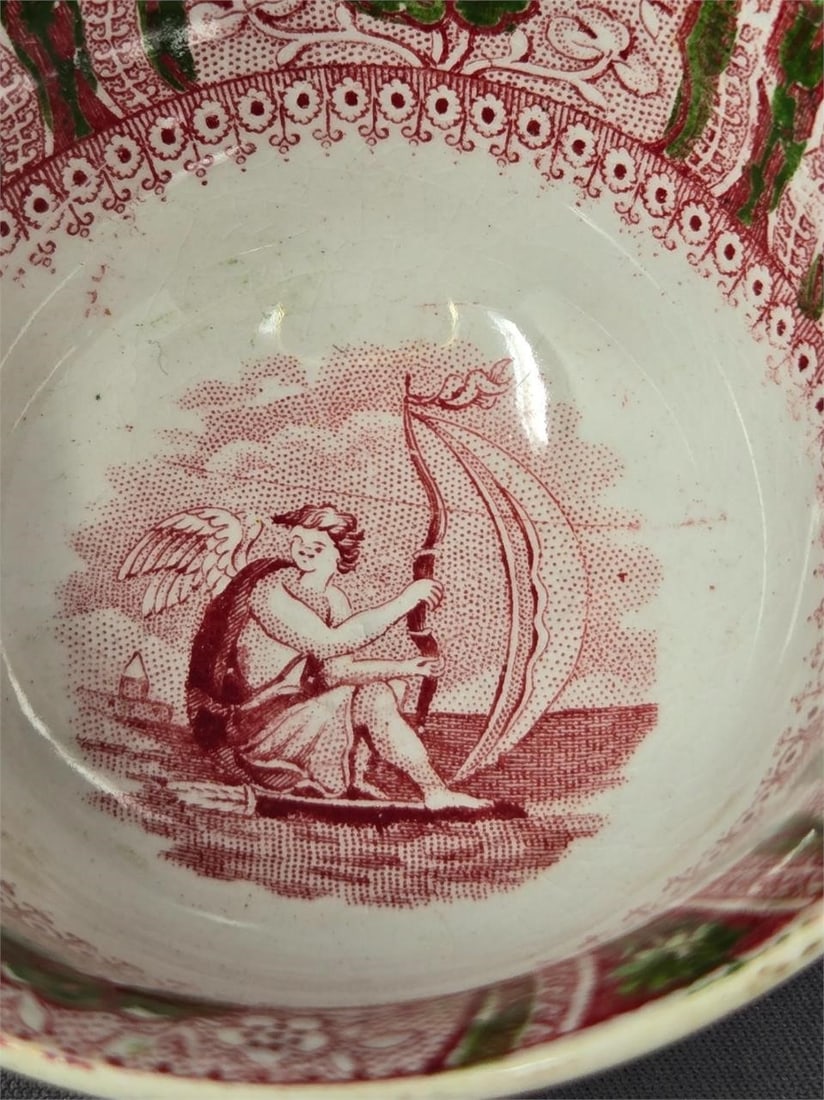 Cupid Pattern Transferware Cup and Saucer - 12