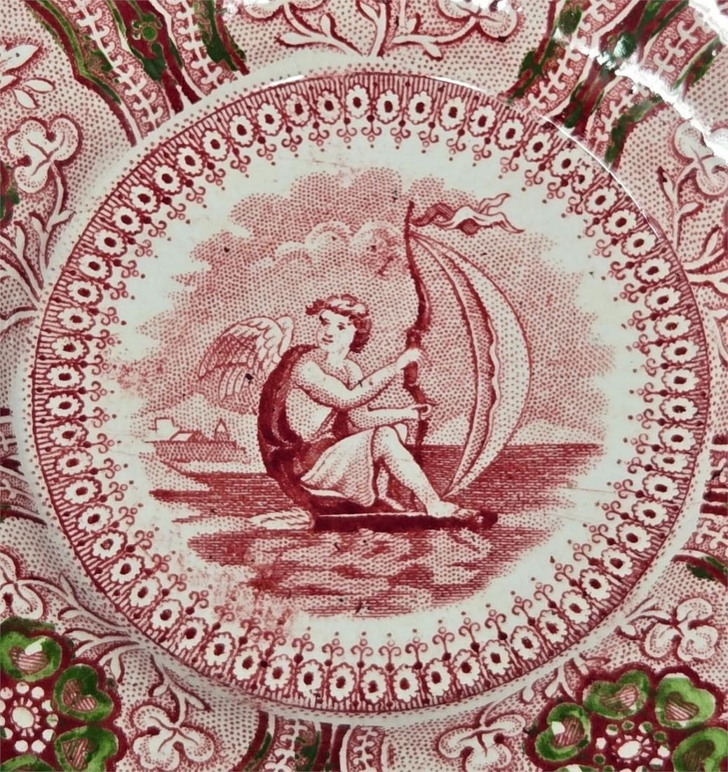 Cupid Pattern Transferware Cup and Saucer - 3