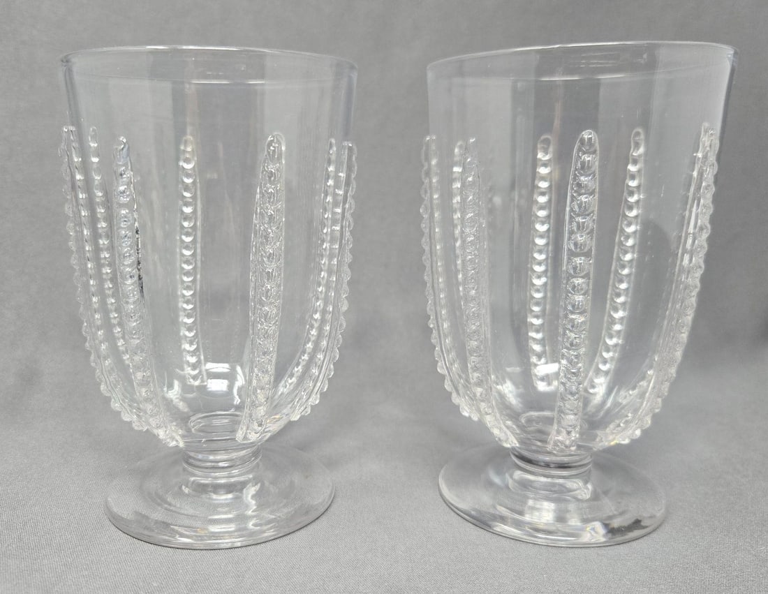 Pair Stourbridge Ale Glasses Applied Rigaree (1 of 9)
