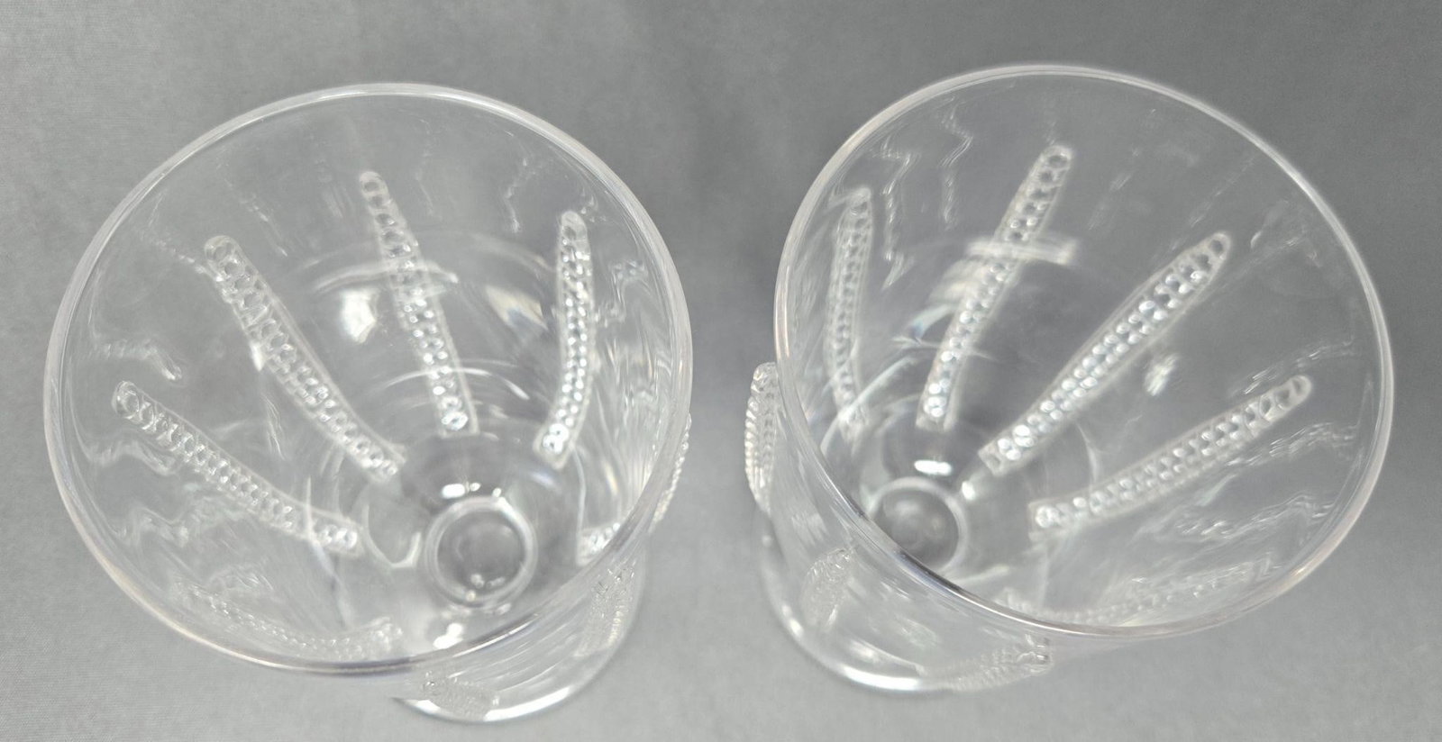 Pair Stourbridge Ale Glasses Applied Rigaree - 5
