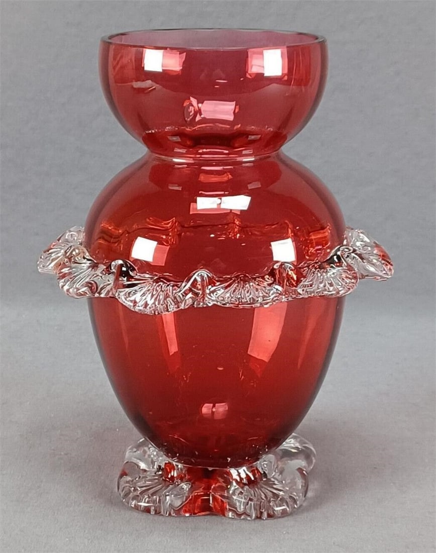 Stourbridge Cranberry Victorian Art Glass Vase (1 of 8)