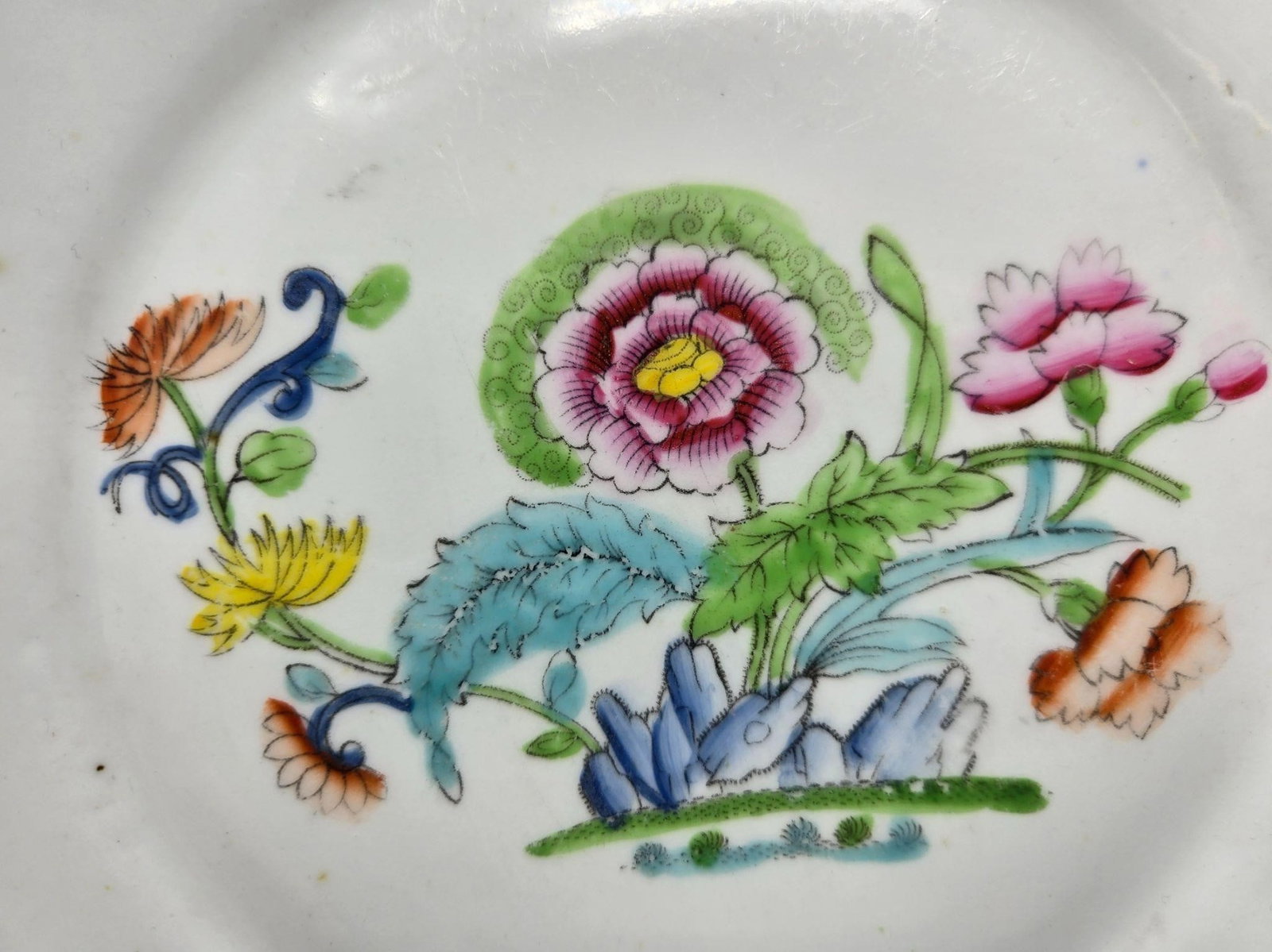 British Hand Colored Transfer Pattern Plate - 2