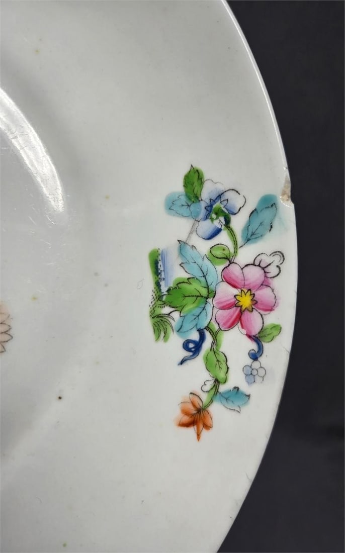 British Hand Colored Transfer Pattern Plate - 6