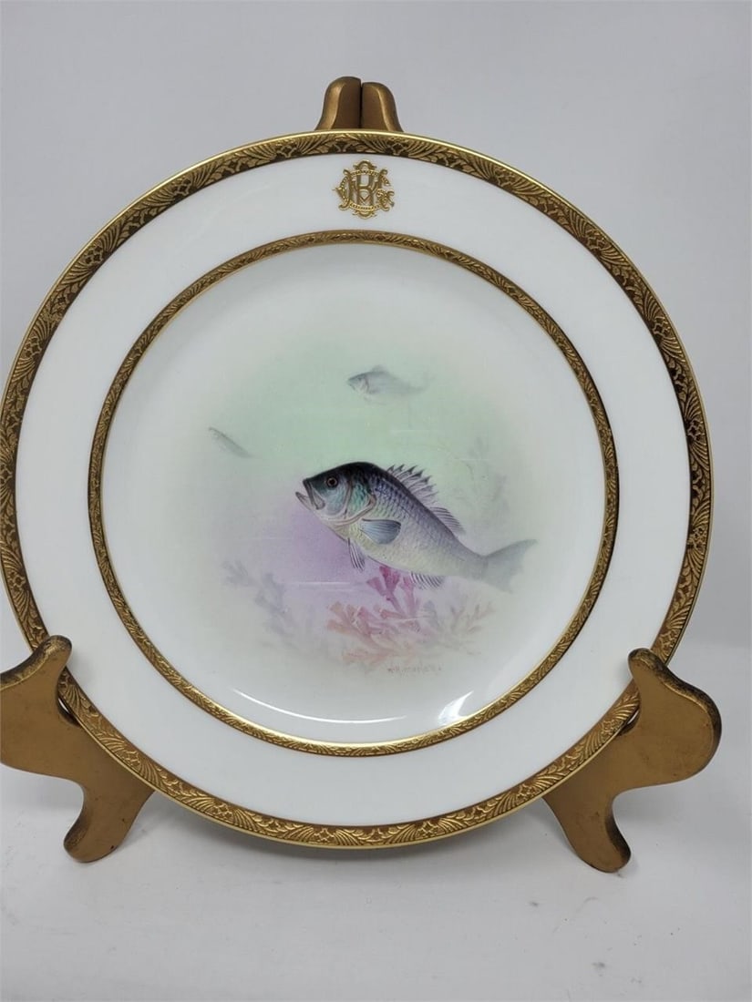 LENOX Fish Plate WH Morley hand painted Sea Bass (1 of 12)