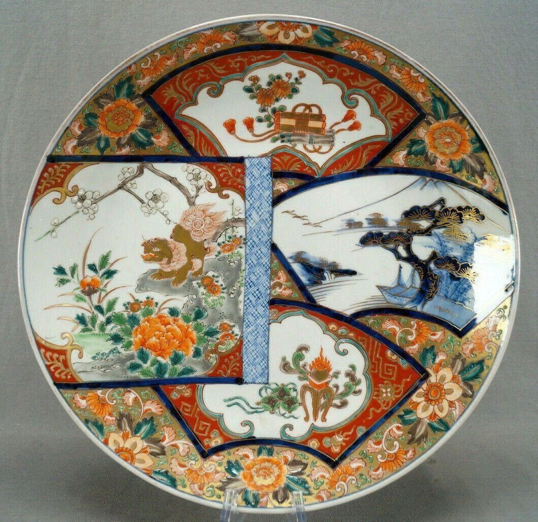 Antique Japanese Imari Komainu Flowers Charger (1 of 12)
