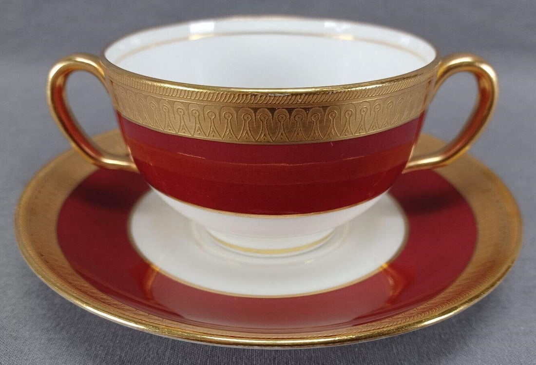Minton G8410 Red Bouillon Cup & Saucer C 1911 A (1 of 11)