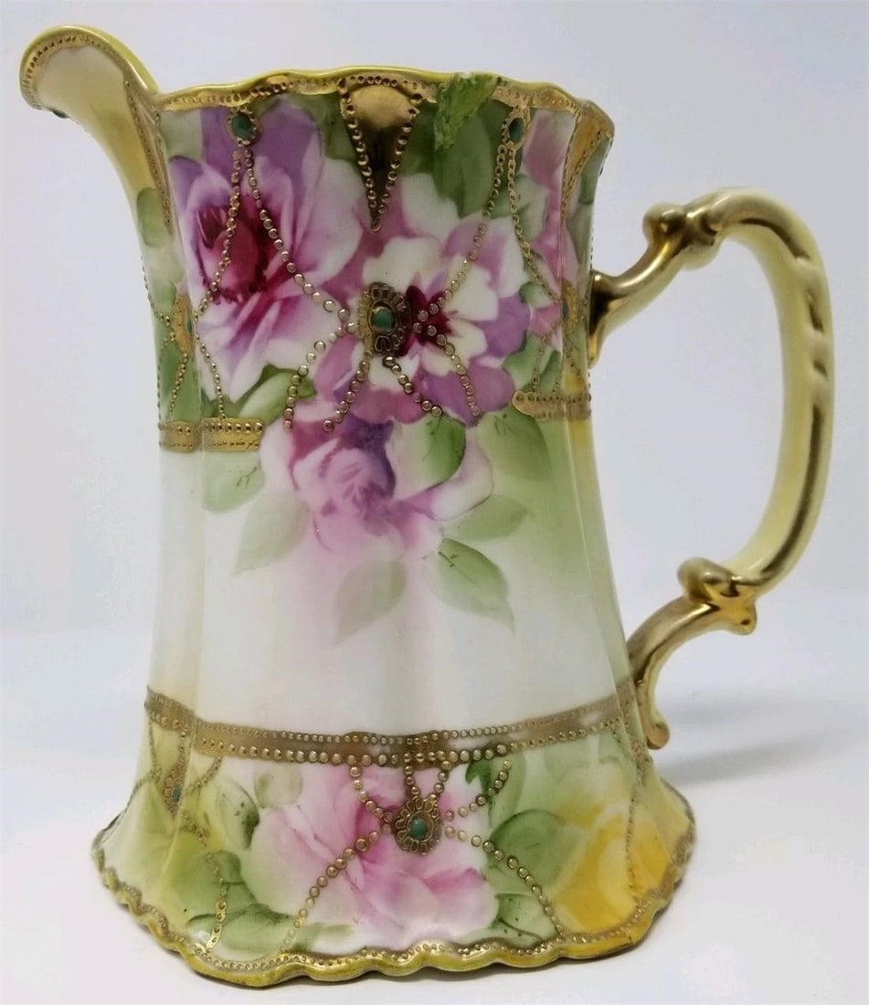 Hand Painted Nippon Pitcher with Pink Roses (1 of 8)