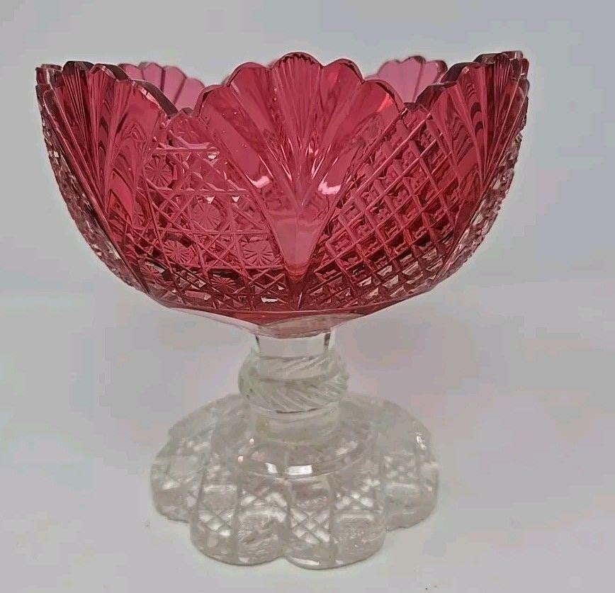 Biedermeier Style Cranberry / Clear Compote (1 of 14)