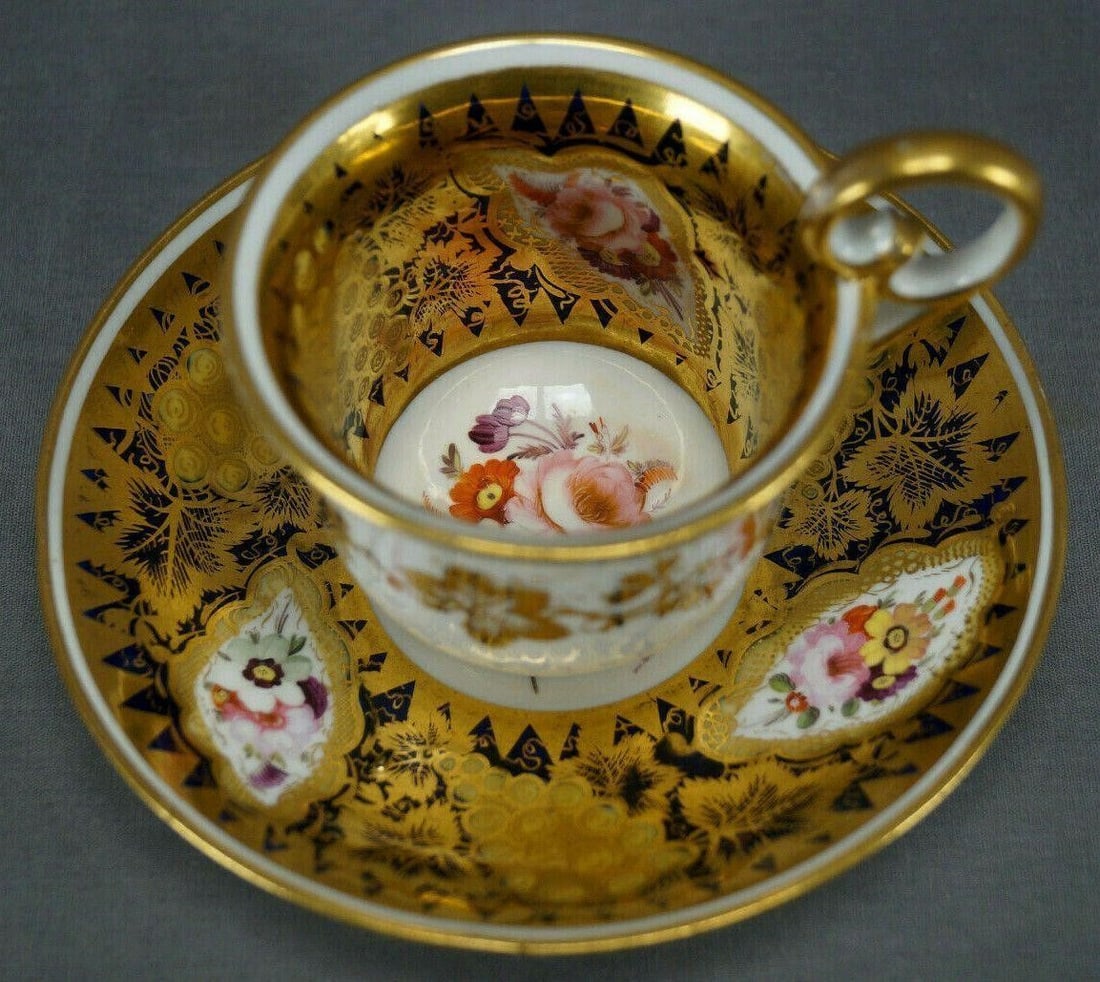 Coalport Hand Painted Floral Cup & Saucer C1815-25 (1 of 12)