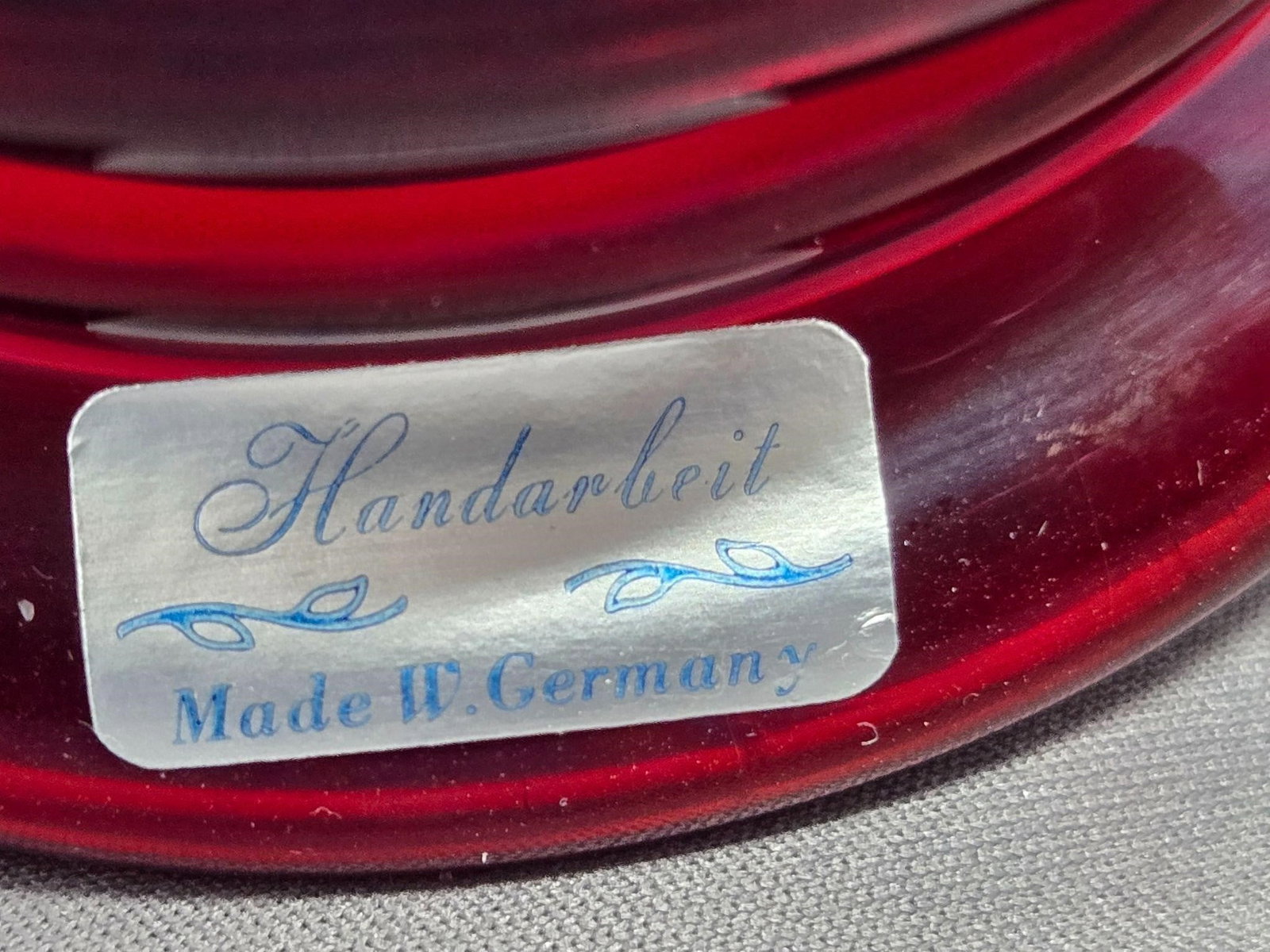 West Germany Ruby Glass Etched Eagle Stein - 3