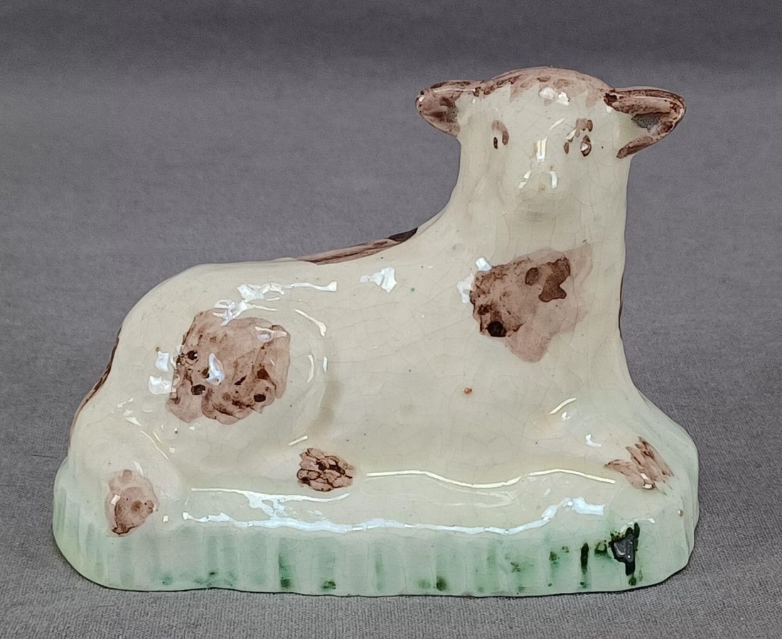 Staffordshire Creamware Lamb Figurine C.1780-1790 (1 of 8)