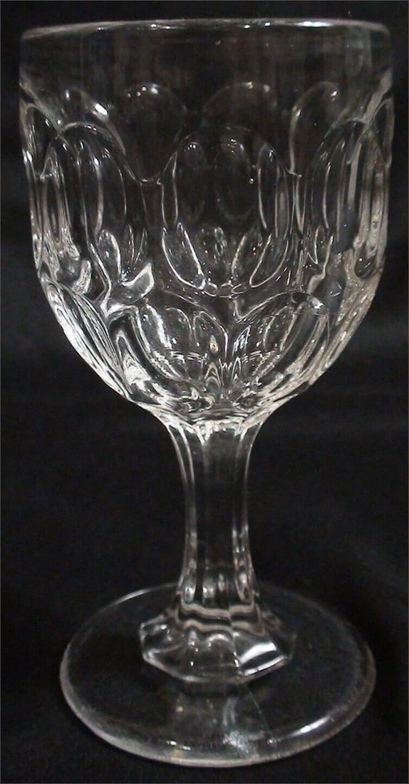 6 EAPG Argus Pattern Small Wine Glasses C1870s - 4