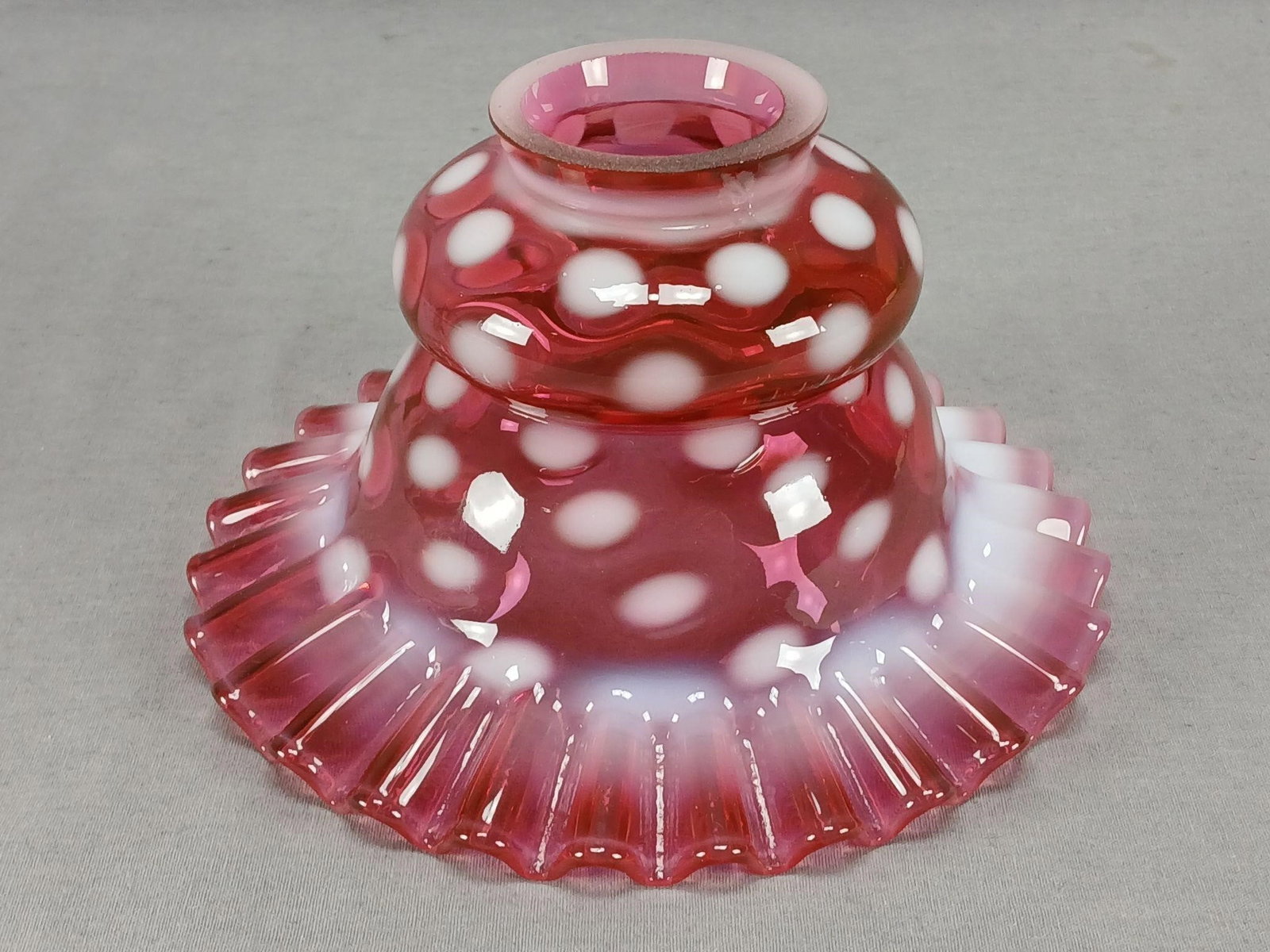 Fenton Polka Dot Opalescent Cranberry Lamp Shade (1 of 8)
