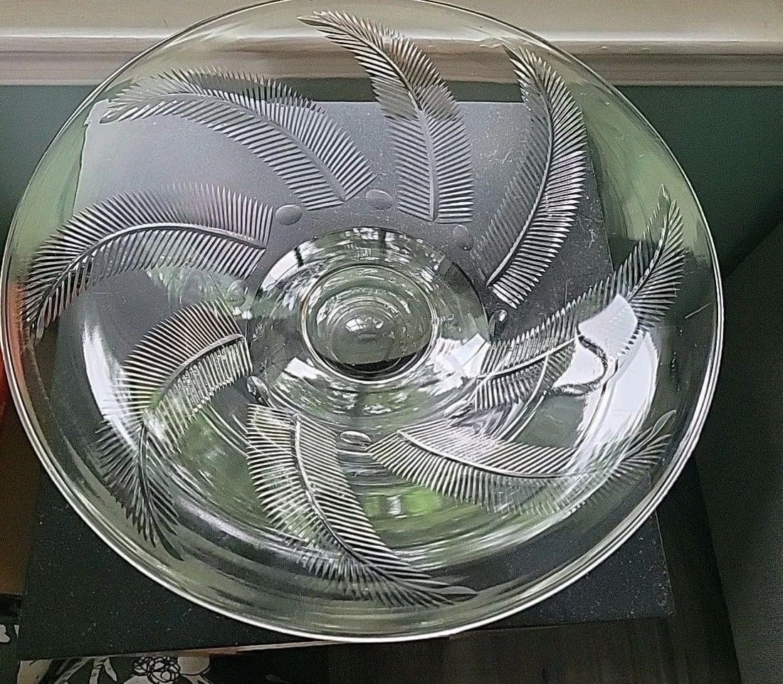 12" Pairpoint Footed Bowl Feathers / Ferns (1 of 14)
