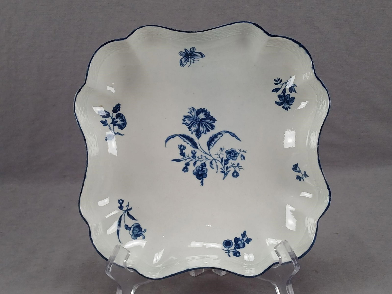 Dr Wall Worcester Blue Gilliflower Square Dish (1 of 11)