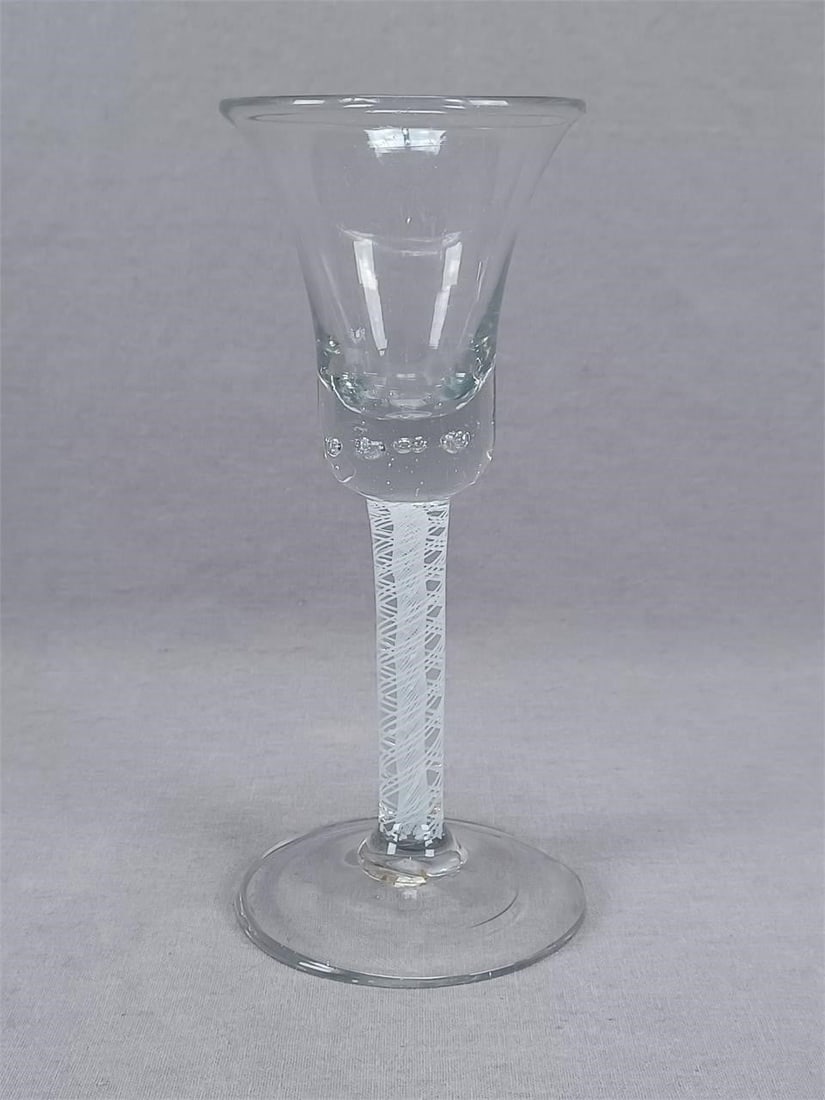 18th Century Flint Glass Double Opaque Twist Wine (1 of 10)