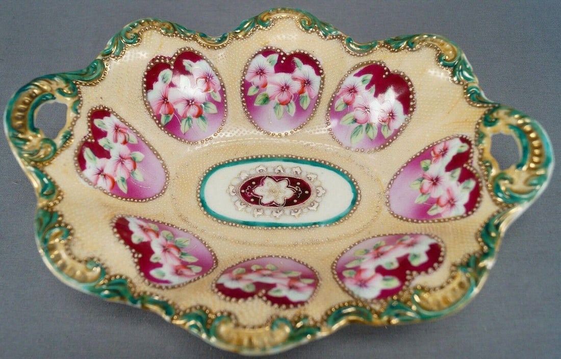 Nippon Hand Painted Pink Petunias Bowl (1 of 8)