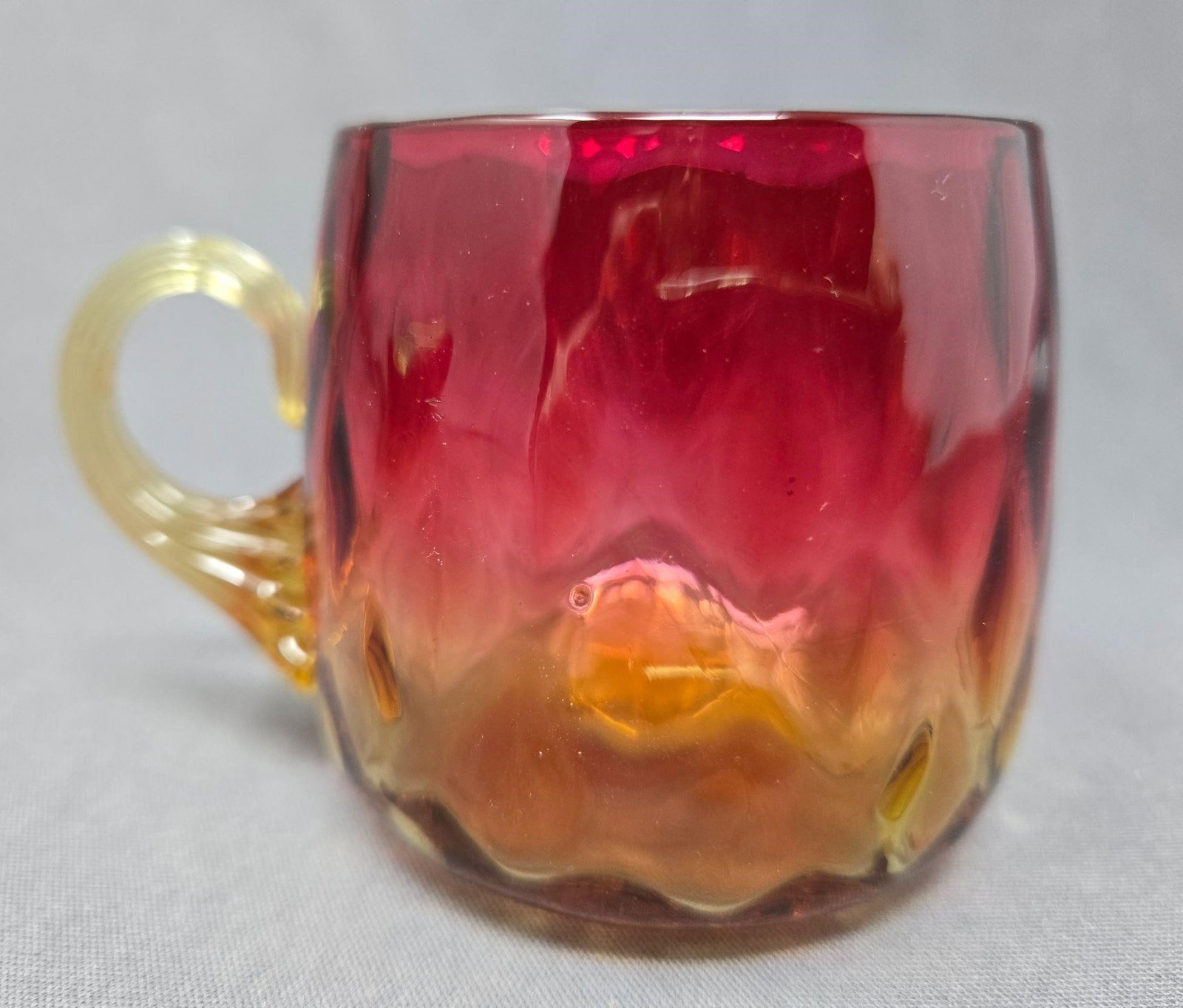 Optic Molded Amberina Punch Cup Late 1800s (1 of 6)