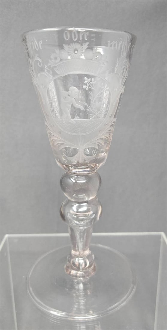 Continental Wine Glass Cupid and Thorns C. 1730s (1 of 15)