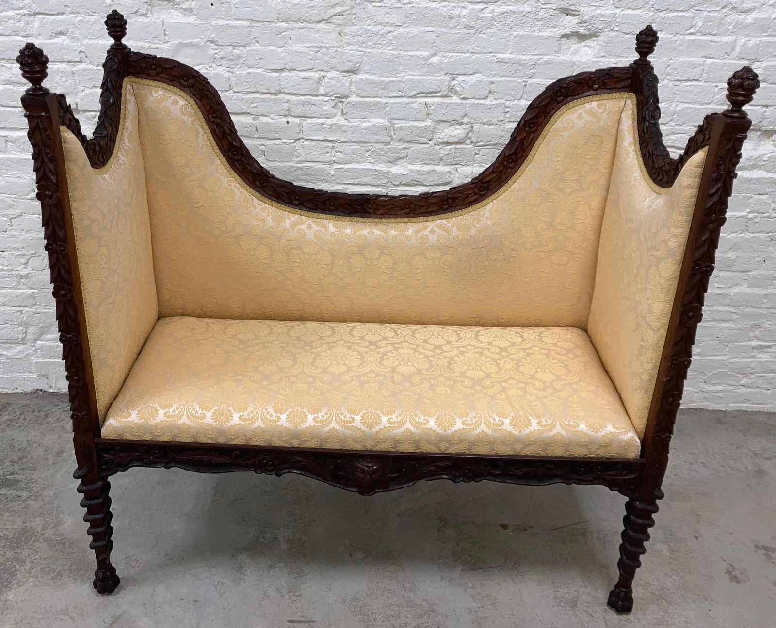 Mahogany ClassicalStyle Highly Carved Settee (1 of 14)