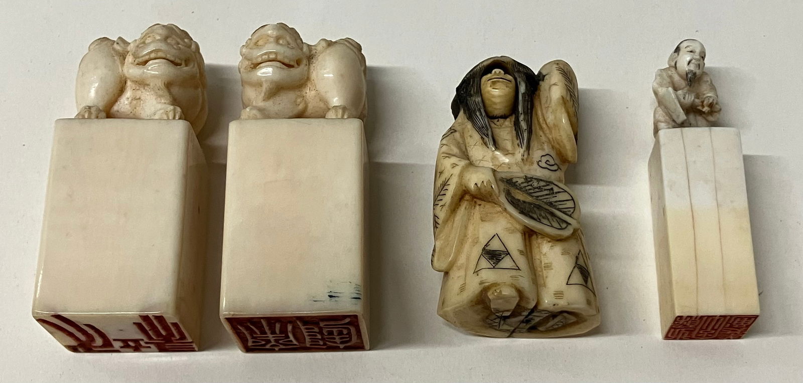 Four Archaic Asian Animal & Figurine Seals (1 of 9)