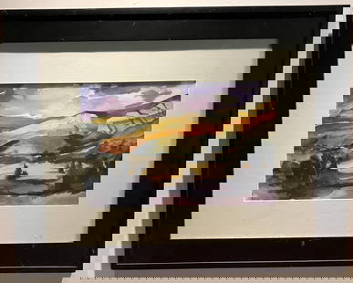 Signed Watercolor by J. Eismont: Signed watercolor by J. Eismont. It is framed and matted with a glass covering. The name of the watercolor is “Painted Desert”. The dimensions are: 9” tall x 11 1/2” wide. 