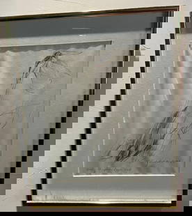 Signed Wood Pencil Drawing by Marianne Gehan ‘87: The pencil drawing is of a lady slipper on Cape Cod. It is dated 1987. Glass and matted it has some waviness to drawing as shown in photo. The dimensions are: 8 1/4” tall x 6 1/4”