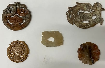 Assortment of Chinese Stone Pendant Carvings