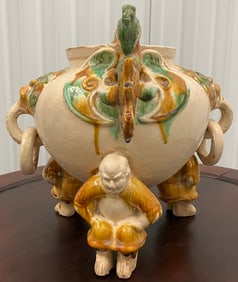 Vintage Archaic Chinese 3 Legged Ceramic Vessel