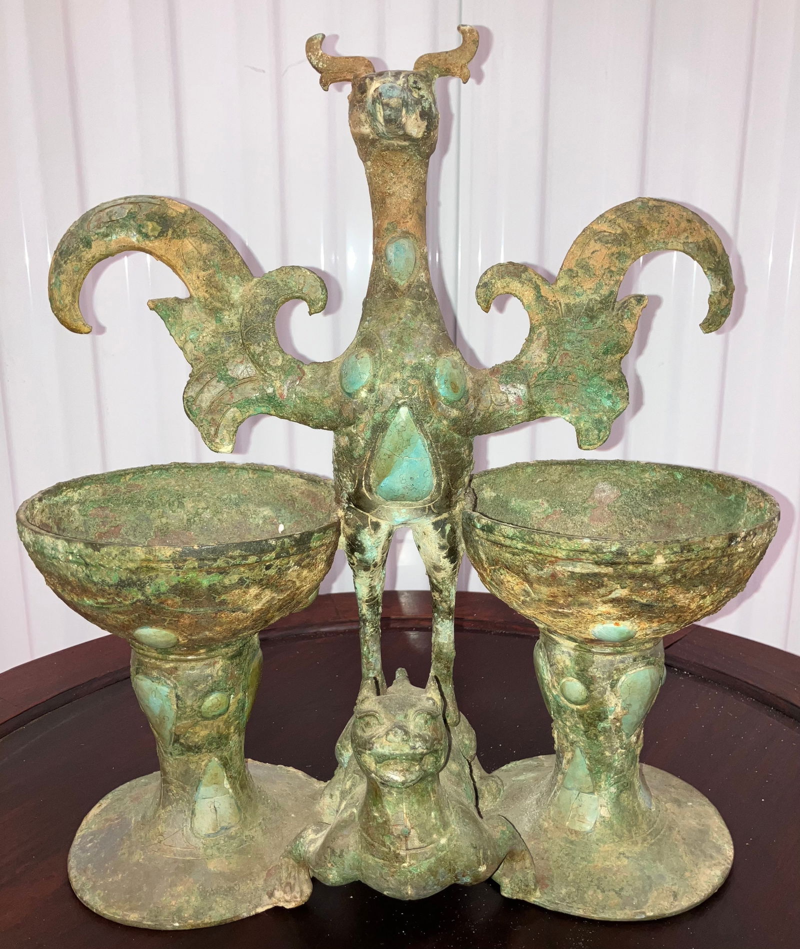 Vintage Archaic Style Chinese Bronze Phoenix Libation Vessel (1 of 15)