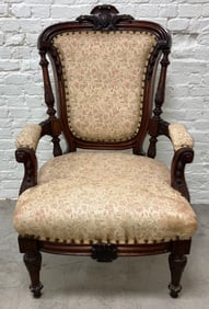 Victorian Mahogany Renaissance Revival Arm Chair