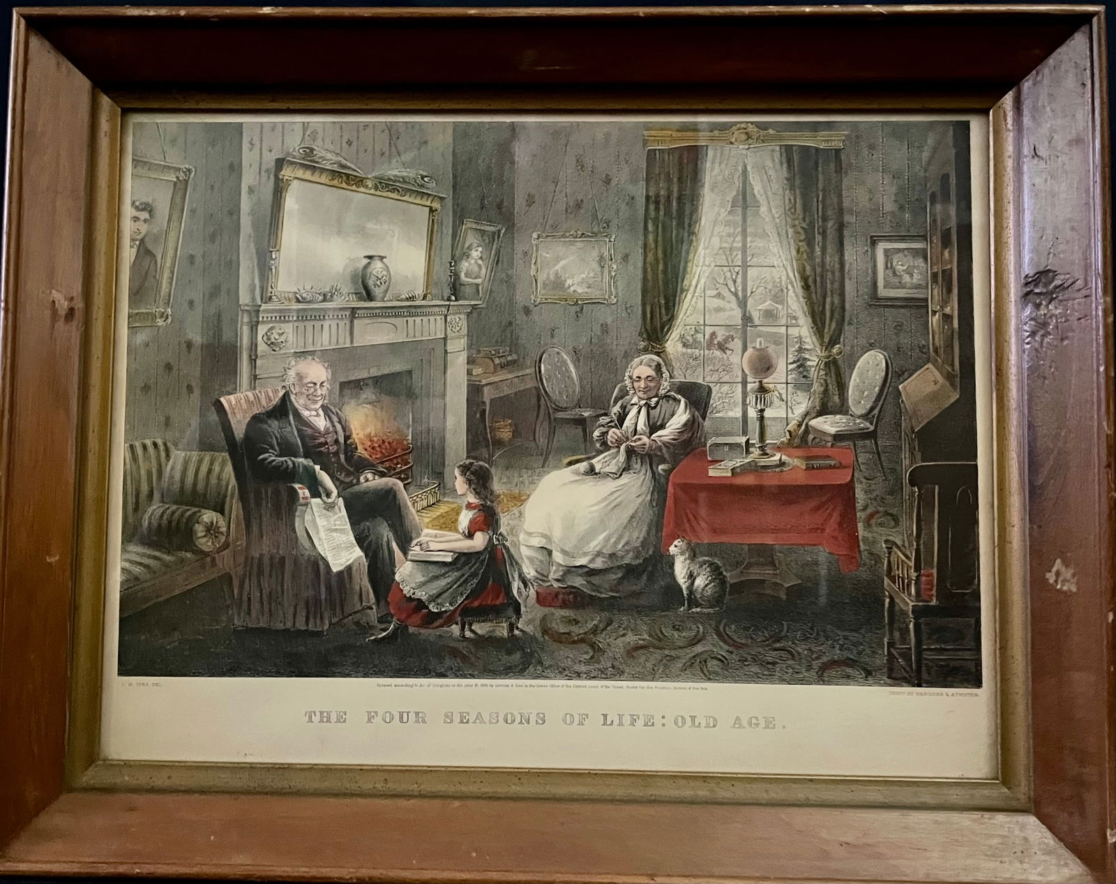 The Four Seasons of Life by Currier & Ives, Three Framed Colored Original Lithographs Dated 1868 (1 of 9)